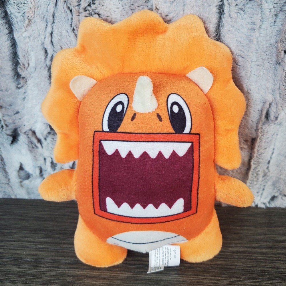 Good Stuff ORANGE MONSTER Dinosaur 8"  Plush Toy Stuffed Animal Open Mouth
